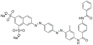 disodium 7-[[4-[[4-[[4-(benzoylamino)benzoyl]amino]-o-tolyl]azo]phenyl]azo]naphthalene-1,3-disulphonate Struktur