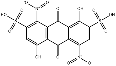 9,10-dihydro-1,5-dihydroxy-4,8-dinitro-9,10-dioxoanthracene-2,7-disulphonic acid Struktur