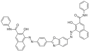 3-hydroxy-4-[[4-[6-[[2-hydroxy-3-[(phenylamino)carbonyl]naphthyl]azo]benzoxazol-2-yl]phenyl]azo]-N-phenylnaphthalene-2-carboxamide Struktur