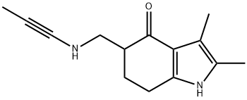 Indol-4(5H)-one, 6,7-dihydro-2,3-dimethyl-5-[(1-propynylamino)methyl]- (8CI) Struktur