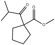 Cyclopentanecarboxylic acid, 1-(2-methyl-1-oxopropyl)-, methyl ester (9CI) Struktur