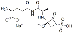 sodium (3R)-3-[[(1R)-1-[[(4S)-4-amino-4-carboxy-butanoyl]carbamoyl]eth yl]amino]-3-methoxy-2-oxo-azetidine-1-sulfonate Struktur