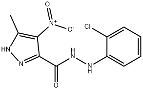 1H-Pyrazole-3-carboxylic acid, 5-methyl-4-nitro-, 2-(2-chlorophenyl)hy drazide Struktur