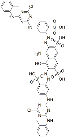 4-amino-3,6-bis[[5-[[4-chloro-6-[(o-tolyl)amino]-1,3,5-triazin-2-yl]amino]-2-sulphophenyl]azo]-5-hydroxynaphthalene-2,7-disulphonic acid Struktur