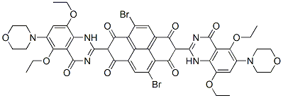 1,3,6,8(2H,7H)-Pyrenetetrone,  4,9-dibromo-2,7-bis[5,8-diethoxy-1,4-dihydro-6-(4-morpholinyl)-4-oxo-2-quinazolinyl]-  (9CI) Struktur