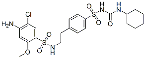 1-[4-[2-[(4-amino-5-chloro-2-methoxy-phenyl)sulfonylamino]ethyl]phenyl ]sulfonyl-3-cyclohexyl-urea Struktur