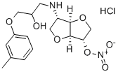 5-(2-Hydroxy-3-(3-tolyloxy)-propylamino)-5-desoxy-1,4:3,6-dianhydro-L- idit-2-nitrat HCl Struktur