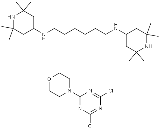 Poly[N,N'-bis(2,2,6,6-tetramethyl-4-piperidinyl)-1,6-hexanediamine-co-2,4-dichloro-6-morpholino-1,3,5-triazine] Structure