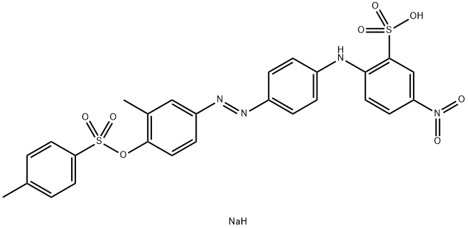 sodium 2-[4-[[4-[[(p-tolyl)sulphonyl]oxy]-3-tolyl]azo]anilino]-5-nitrobenzenesulphonate Struktur