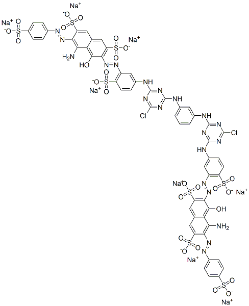 octasodium 3,3'-[1,3-phenylenebis[imino(6-chloro-1,3,5-triazine-4,2-diyl)imino(6-sulphonato-3,1-phenylene)azo]]bis[5-amino-4-hydroxy-6-[(4-sulphonatophenyl)azo]naphthalene-2,7-disulphonate]  Struktur