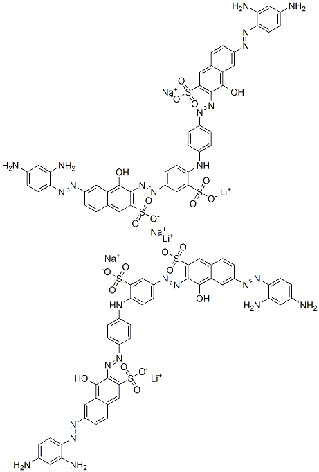 6-[(2,4-diaminophenyl)azo]-3-[[4-[[4-[[7-[(2,4-diaminophenyl)azo]-1-hydroxy-3-sulpho-2-naphthyl]azo]phenyl]amino]-3-sulphophenyl]azo]-4-hydroxynaphthalene-2-sulphonic acid, lithium sodium salt Struktur