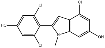 4-Chloro-2-(3,5-dichloro-4-hydroxyphenyl)-1-methylindol-6-ol Struktur