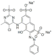 5-[[5-chloro-6-methyl-2-(methylsulphonyl)-4-pyrimidinyl]amino]-4-hydroxy-3-(phenylazo)naphthalene-2,7-disulphonic acid, sodium salt  Struktur