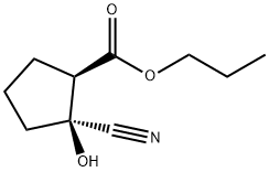 Cyclopentanecarboxylic acid, 2-cyano-2-hydroxy-, propyl ester, (1R,2S)- (9CI) Struktur