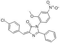 4H-Imidazol-4-one, 3,5-dihydro-5-((4-chlorophenyl)methylene)-3-(2-meth oxy-4-nitrophenyl)-2-phenyl- Struktur