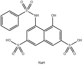 disodium 4-hydroxy-5-[(phenylsulphonyl)amino]naphthalene-2,7-disulphonate Struktur