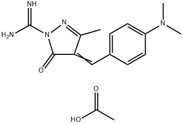 4-[[4-(dimethylamino)phenyl]methylene]-4,5-dihydro-3-methyl-5-oxo-1H-pyrazole-1-carboxamidine monoacetate Struktur