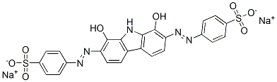 disodium 4,4'-[(1,8-dihydroxy-9H-carbazole-2,7-diyl)bis(azo)]bis(benzenesulphonate) Struktur