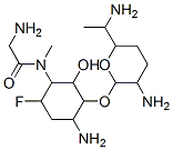 2-amino-N-[4-amino-3-[3-amino-6-(1-aminoethyl)oxan-2-yl]oxy-6-fluoro-2 -hydroxy-cyclohexyl]-N-methyl-acetamide Struktur