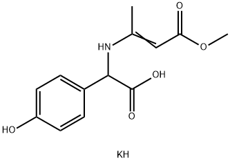 (4-hydroxyphenyl)[(3-methoxy-1-methyl-3-oxo-1-propenyl)amino]acetate potassium Struktur