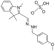 2-[[(4-methoxyphenyl)methylhydrazono]methyl]-1,3,3-trimethyl-3H-indolium hydrogen sulphate Struktur