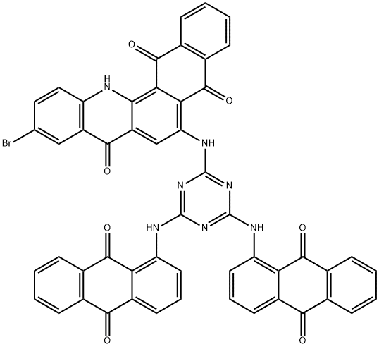 6-[[4,6-bis[(9,10-dihydro-9,10-dioxoanthryl)amino]-1,3,5-triazin-2-yl]amino]-10-bromonaphth[2,3-c]acridine-5,8,14(13H)-trione  Struktur