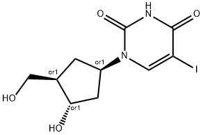 2,4(1H,3H)-Pyrimidinedione,1-[3-hydroxy-4-(hydroxymethyl)- cyclopentyl ]-5-iodo-, (1alpha,3beta,4alpha)-(+ -)- Struktur