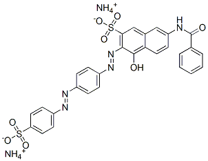 diammonium 7-benzamido-4-hydroxy-3-[[4-[(4-sulphonatophenyl)azo]phenyl]azo]naphthalene-2-sulphonate Struktur