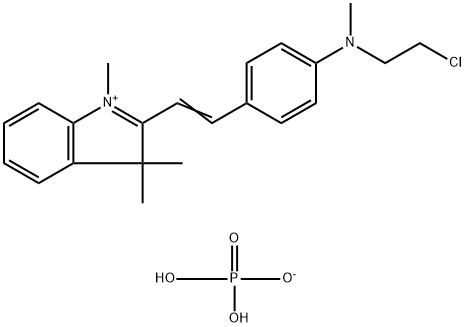 2-[2-[4-[(2-chloroethyl)methylamino]phenyl]vinyl]-1,3,3-trimethyl-3H-indolium dihydrogen phosphate Struktur