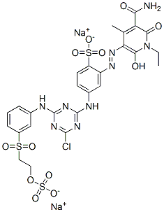 disodium 2-[[5-carbamoyl-1-ethyl-1,6-dihydro-2-hydroxy-4-methyl-6-oxo-3-pyridyl]azo]-4-[[4-chloro-6-[[3-[[2-(sulphonatooxy)ethyl]sulphonyl]phenyl]amino]-1,3,5-triazin-2-yl]amino]benzenesulphonate|活性黃186