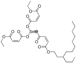 ethyl (Z,Z,Z)-9-dodecyl-9-[(4-ethoxy-1,4-dioxobut-2-enyl)oxy]-4,7,11-trioxo-3,8,10-trioxa-9-stannatetradeca-5,12-dien-14-oate Struktur