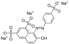 trisodium 7-hydroxy-8-[(4-sulphonatophenyl)azo]naphthalene-1,3-disulphonate Struktur