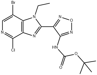 tert-butyl 4-(7-broMo-4-chloro-1-ethyl-1H-iMidazo[4,5-c]pyridin-2-yl)-1,2,5-oxadiazol-3-ylcarbaMate Struktur