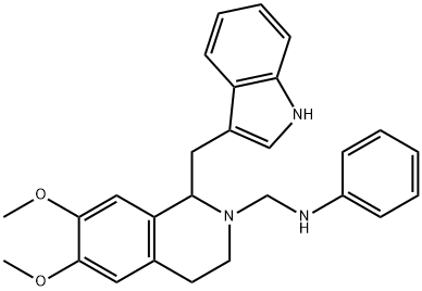 N-[[1-(1H-indol-3-ylmethyl)-6,7-dimethoxy-3,4-dihydro-1H-isoquinolin-2 -yl]methyl]aniline Struktur