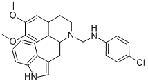 2(1H)-Isoquinolinemethanamine, 3,4-dihydro-N-(4-chlorophenyl)-6,7-dime thoxy-1-(1H-indol-3-ylmethyl)- Struktur