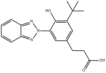 Benzenepropanoic acid, 3-(2H-benzotriazol-2-yl)-5-(1,1-dimethylethyl)-4-hydroxy- Struktur