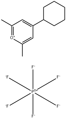 4-cyclohexyl-2,6-dimethylpyrylium hexafluorophosphate Struktur