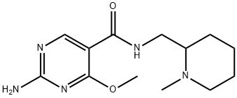 2-Amino-4-methoxy-N-((1-methyl-2-piperidyl)methyl)-5-pyrimidinecarboxa mide Struktur