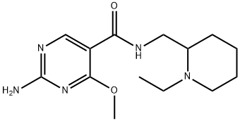 2-Amino-N-((1-ethyl-2-piperidinyl)methyl)-4-methoxy-5-pyrimidinecarbox amide Struktur