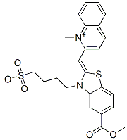 2-[[5-(methoxycarbonyl)-3-(4-sulphonatobutyl)-3H-benzothiazol-2-ylidene]methyl]-1-methylquinolinium Struktur