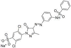 sodium 2,5-dichloro-4-[4,5-dihydro-3-methyl-5-oxo-4-[[3-[(phenylsulphonyl)amino]phenyl]azo]-1H-pyrazol-1-yl]benzenesulphonate Struktur