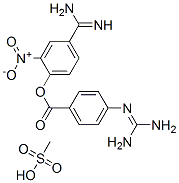 (4-carbamimidoyl-2-nitro-phenyl) 4-(diaminomethylideneamino)benzoate, methanesulfonic acid Struktur