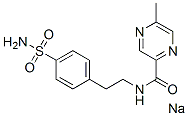 sodium 5-methyl-N-[2-(4-sulphamoylphenyl)ethyl]pyrazinecarboxamidate Struktur