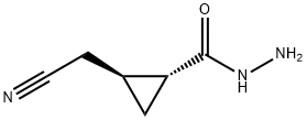 Cyclopropanecarboxylic acid, 2-(cyanomethyl)-, hydrazide, trans- (9CI) Struktur