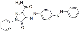 4,5-dihydro-5-oxo-1-phenyl-4-[[4-(phenylazo)phenyl]azo]-1H-pyrazole-3-carboxamide  Struktur