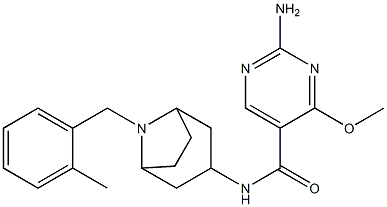 2-Amino-4-methoxy-N-(8-(o-methylbenzyl)-3-beta-nortropanyl)-5-pyrimidi necarboxamide Struktur