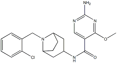 2-Amino-N-(8-(o-chlorobenzyl)-3-beta-nortropanyl)-4-methoxy-5-pyrimidi necarboxamide Struktur