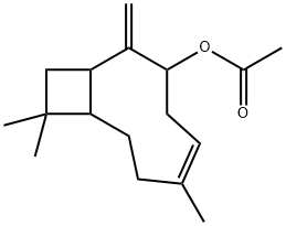 6,10,10-trimethyl-2-methylenebicyclo[7.2.0]undec-5-en-3-yl acetate Struktur