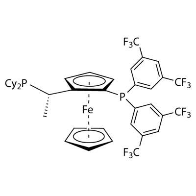 (S)-1-{(R)-2-[BIS[3,5-BIS(TRIFLUOROMETHYL)PHENYL]PHOSPHINO]-FERROCENYL}ETHYLDICY Struktur