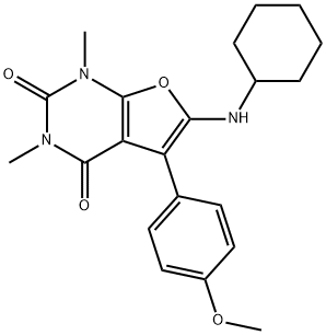 Furo[2,3-d]pyrimidine-2,4(1H,3H)-dione,  6-(cyclohexylamino)-5-(4-methoxyphenyl)-1,3-dimethyl- Struktur